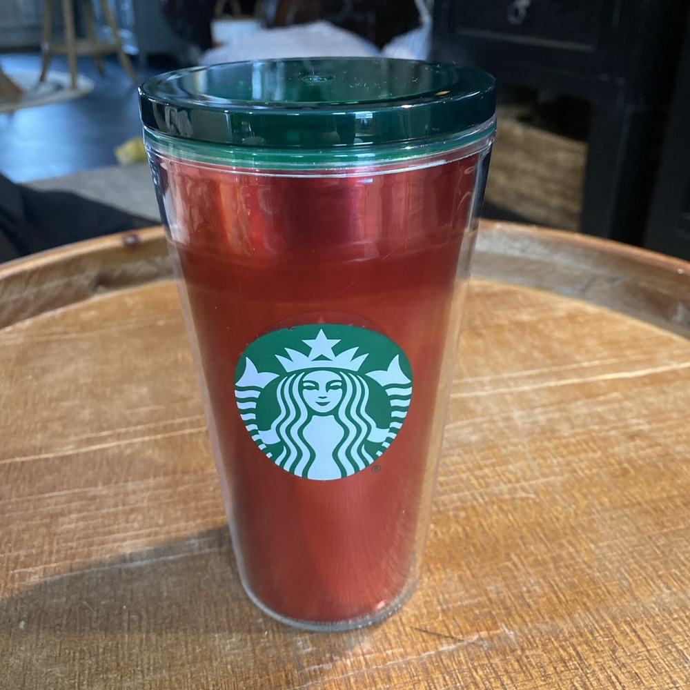 Starbucks Red Metallic Siren Green 16 oz Grande Cold Travel Tumbler Coffee Cup
